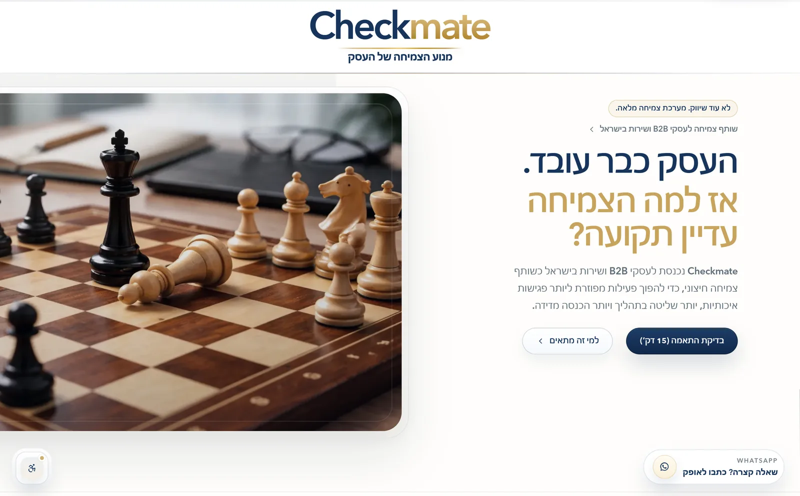 צילום מסך מאתר Checkmate, מערכת צמיחה לעסקי B2B ושירות